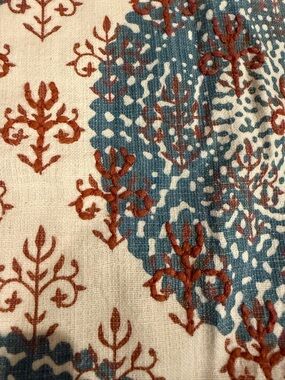 Pier 1 Blue and Rust Floral Embroidered Accent Pillow Cover Set of 2